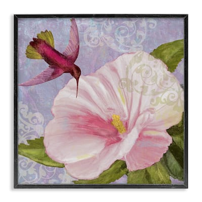 Stupell Hummingbird with White Flower Framed Giclee Art Design By Sasha