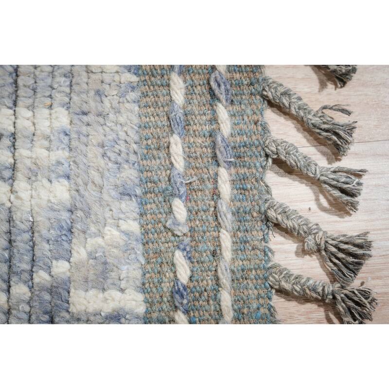 Home Decor Blue Hand-Knotted Wool Contemporary Marrakech Handspun Area Rug Stylish and Elegant Rug for Living Room, Bedroom, Off