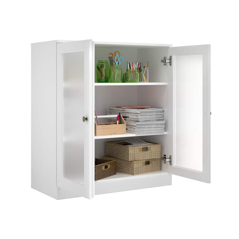 Palace Imports 100% Solid Wood TV Stand with Frosted Glass Doors for TVs up to 32"