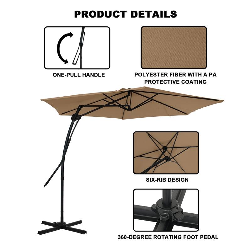 Clihome 10ft Outdoor Patio Cantilever Umbrella with Stand