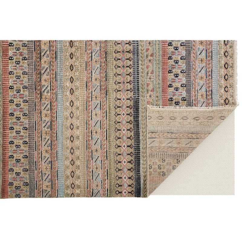 Grand Bazaar Eckhart Hand Knotted Stripes Transitional Area Rug