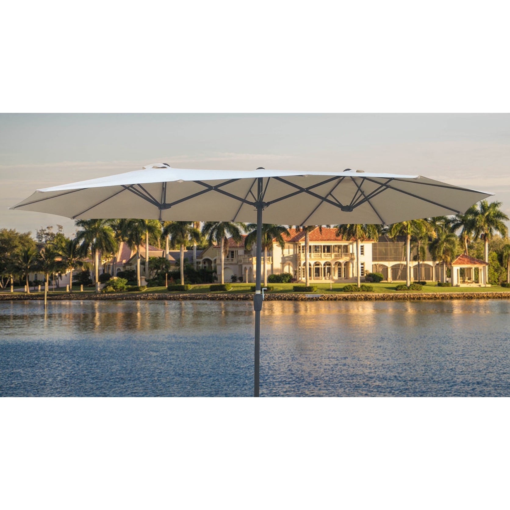 Outdoor Waterproof Double Sided Patio Umbrella with Crank and Wind Vent, Waterproof for Garden Deck Backyard and Pool