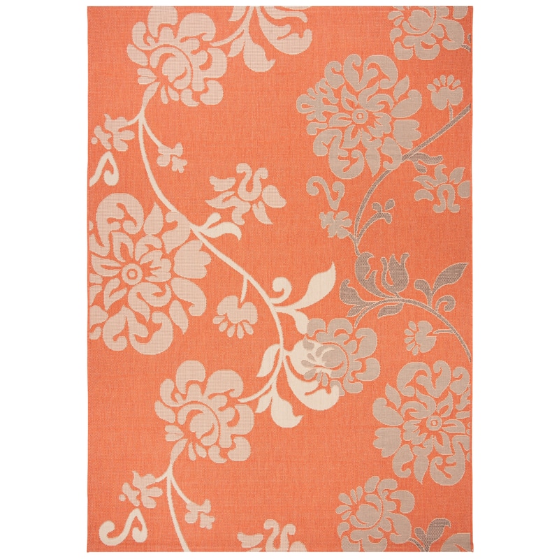 SAFAVIEH Courtyard Vernelle Arvyda Outdoor Waterproof Patio Backyard Rug - 6'7" x 9'6" - Terra Natural/Brown