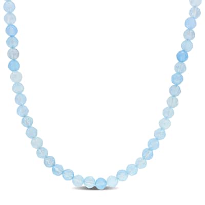 Miadora 16 1/2ct TGW Aquamarine Facetted Bead Necklace Sterling Silver-17+2 ext