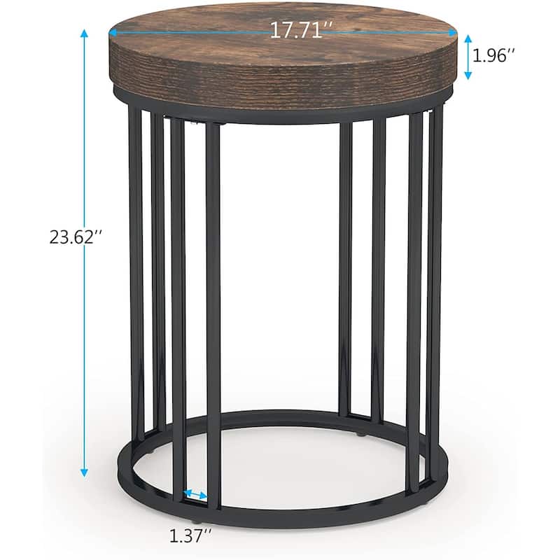 Round Side Table End Table for Living Room Bedroom, Thick Sturdy