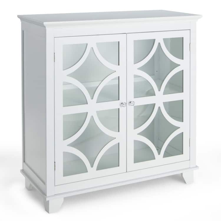 Kitchen Buffet Sideboard with Glass Doors and Adjustable Shelf - 36" x 15.5" x 38"(L x W x H)