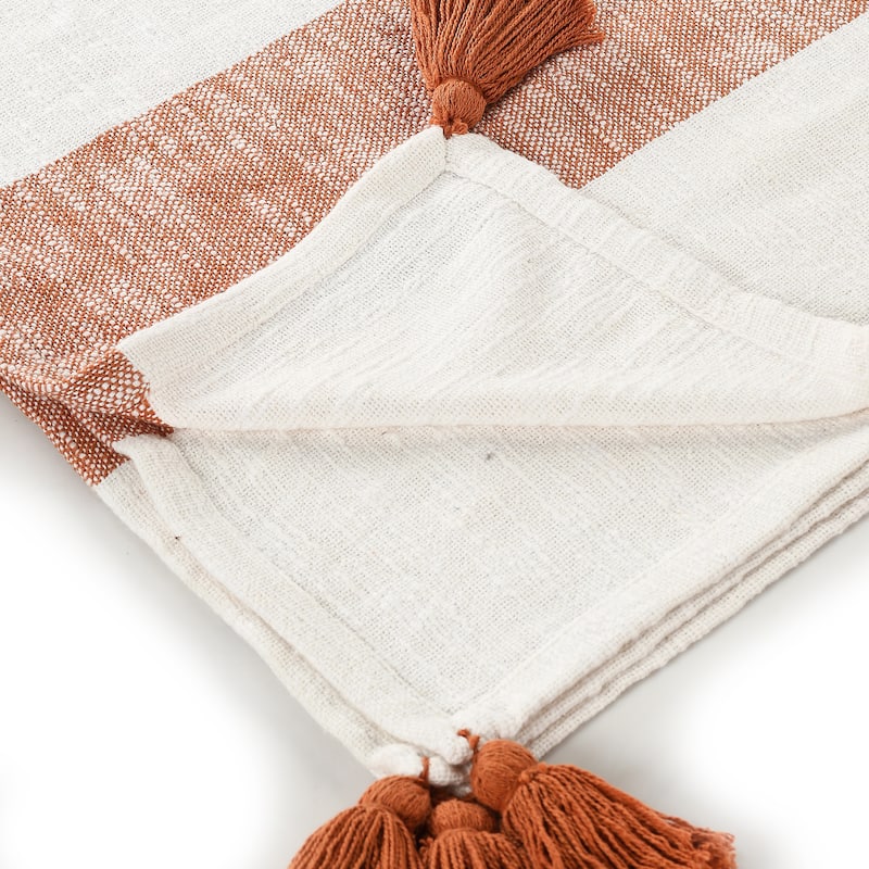 Sevita Striped Hand-Woven Cotton Standard Size Throw Blanket