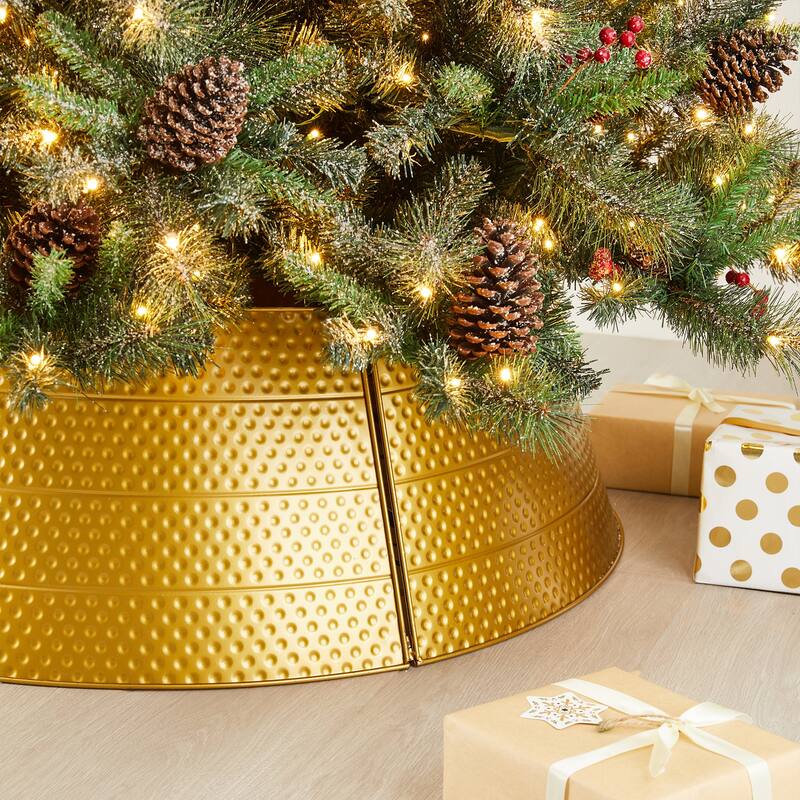 Glitzhome 40.5"D Christmas Hammered Metal Tree Collars