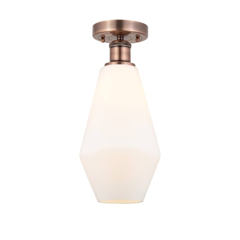 Innovations Lighting Cindyrella - 1 Light 7" Semi-Flush Mount - Cased Matte White/Antique Copper