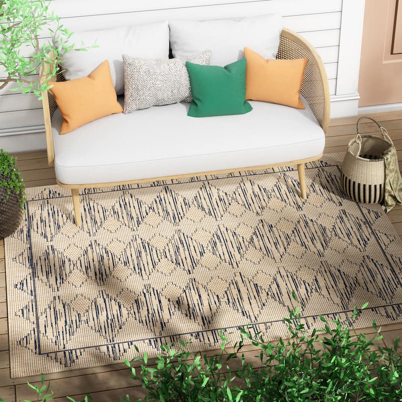 Well Woven Medusa Vidar Indoor Outdoor Moroccan Trellis Area Rug