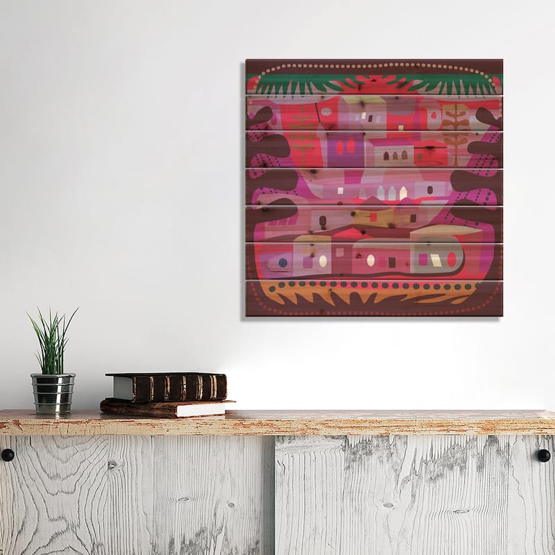 Silver Lake Print On Wood by Charles Harker - Multi-Color