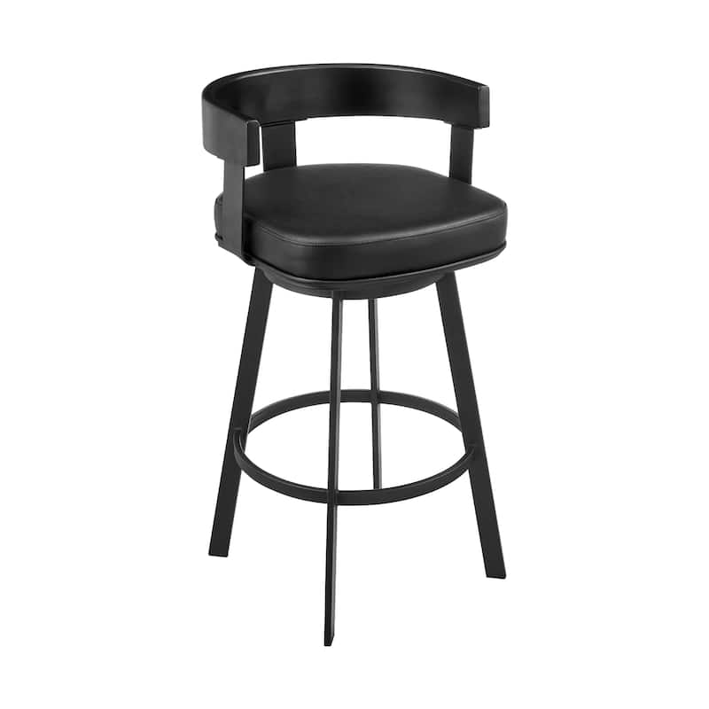 Idris Modern Swivel Bar Stool, Upholstered Counter Height Chair with Iron Frame