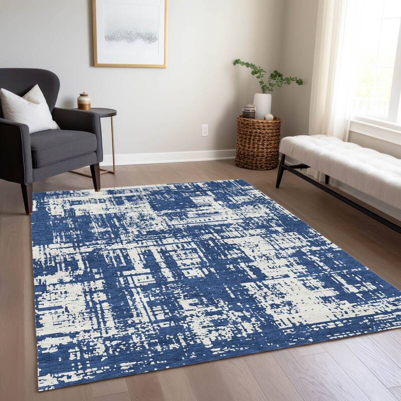 Machine Washable Indoor/ Outdoor Chantille Solid Abstract Rug