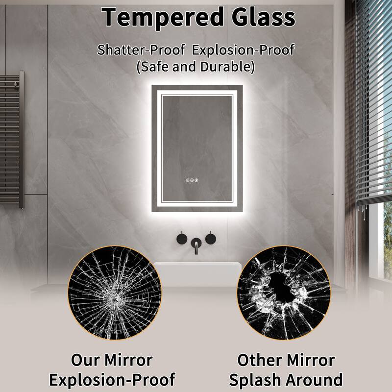 Modland Small Size LED Bathroom Mirror Back & Front Lighted Anti-Fog
