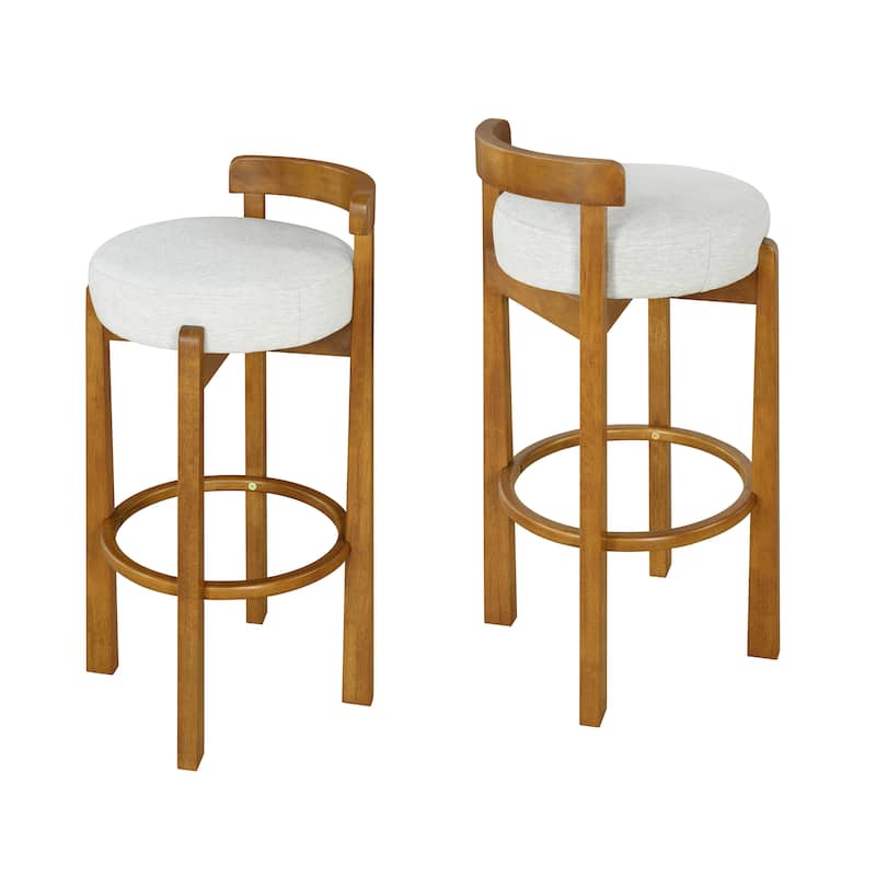 Christopher Knight Home - Elise Modern Low Back Barstool Set with Rounded Seat and Rubberwood Frame