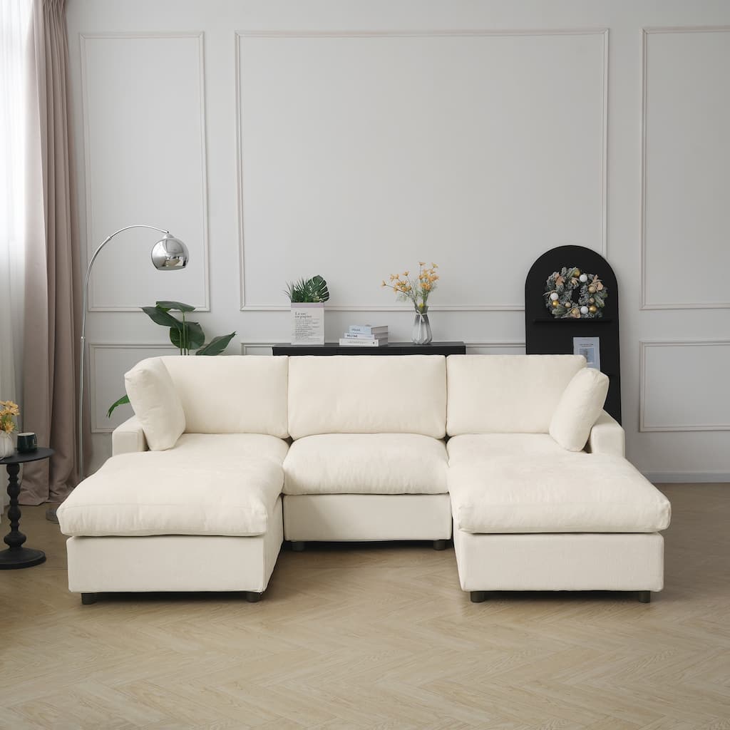 100 inches Cloud Sectional Sofa, Oversized Modular Sectional Couch, U Shaped Sofa with Chaise, Ottoman