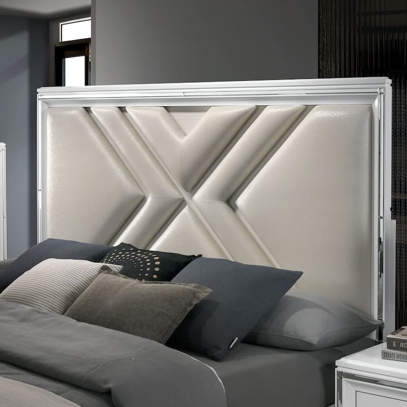 Furniture of America Bel Air Glam Wood 5-Piece Platform Bedroom Set with USB Port