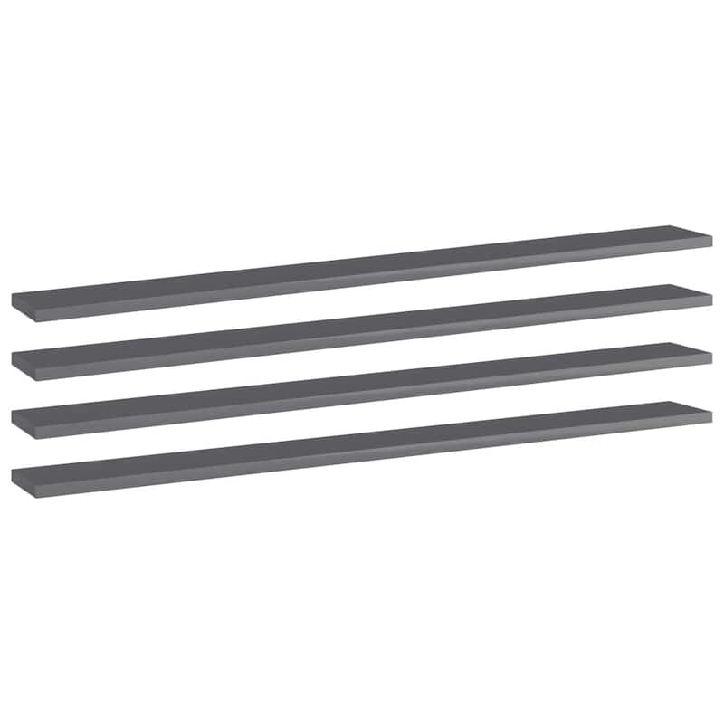 vidaXL Bookshelf Boards 4 pcs High Gloss Gray 39.4"x3.9"x0.6" Chipboard