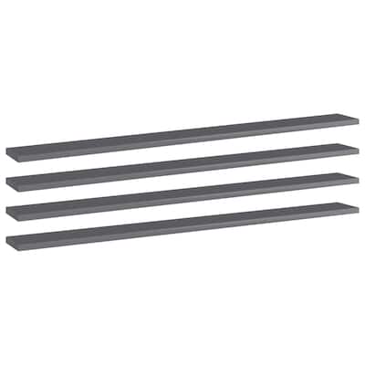 vidaXL Bookshelf Boards 4 pcs High Gloss Gray 39.4"x3.9"x0.6" Chipboard
