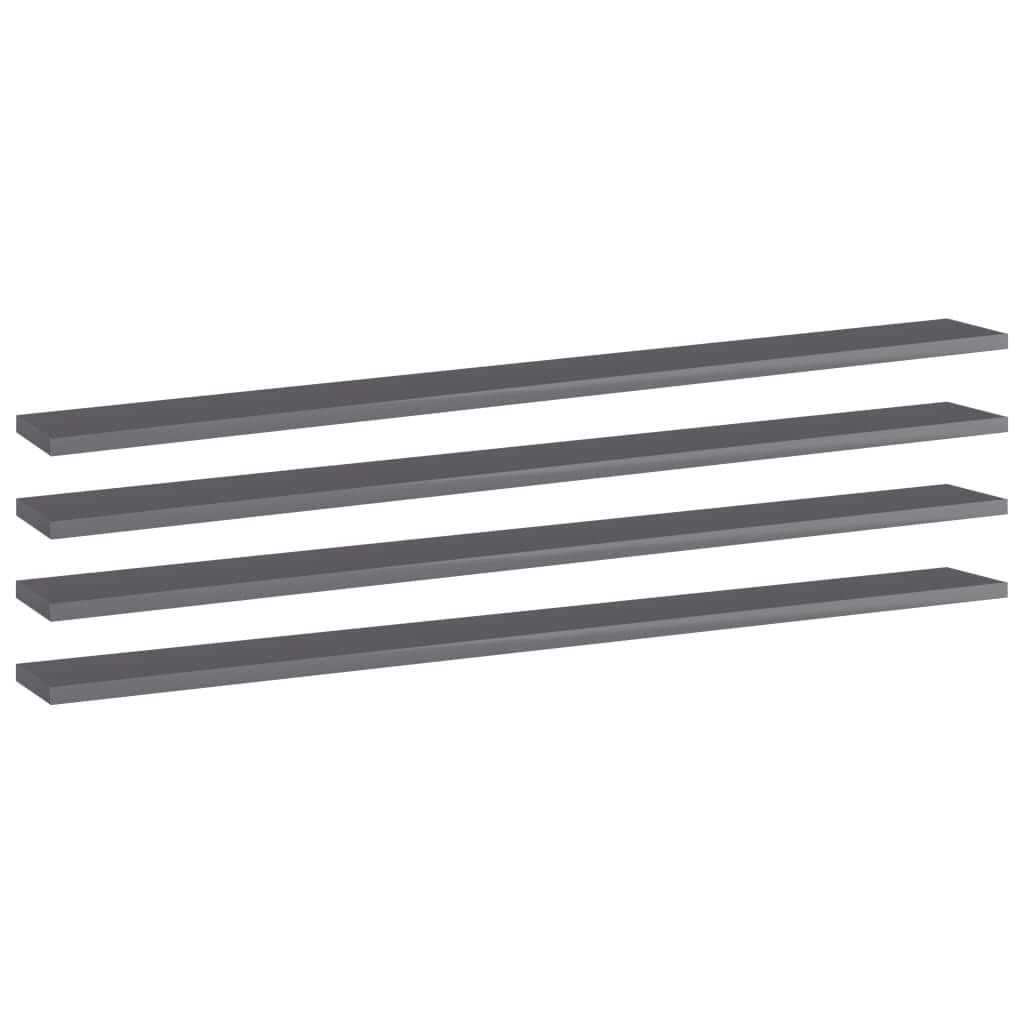 vidaXL Bookshelf Boards 4 pcs High Gloss Gray 39.4"x3.9"x0.6" Chipboard