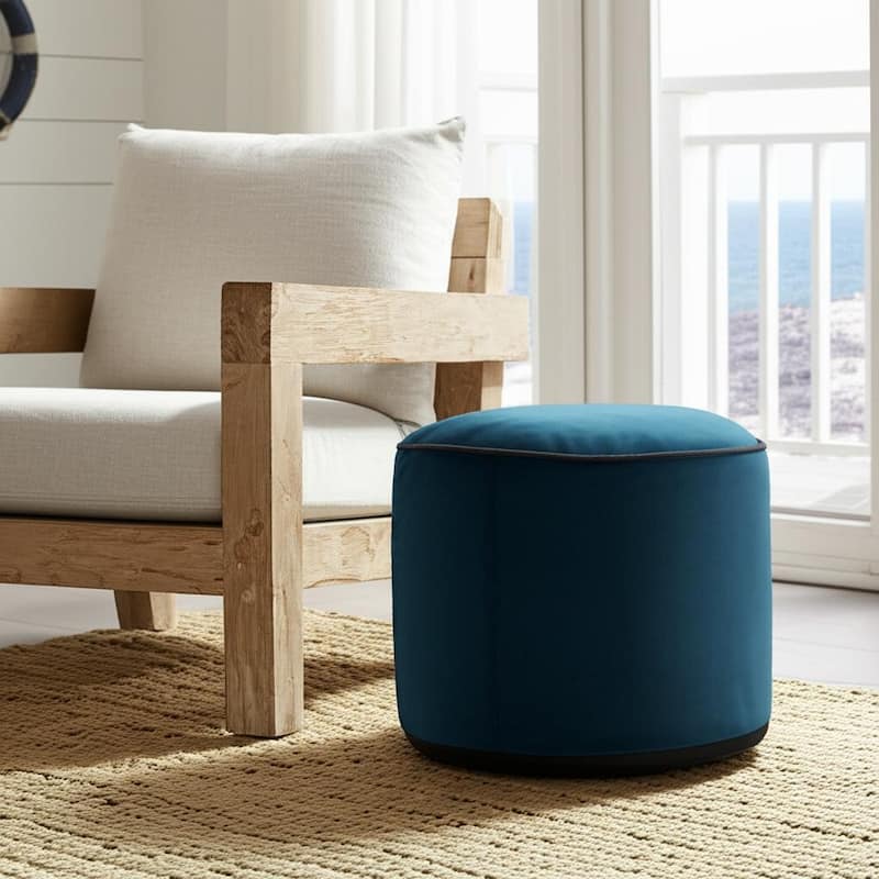 Qiviut Blue Tall Pouf