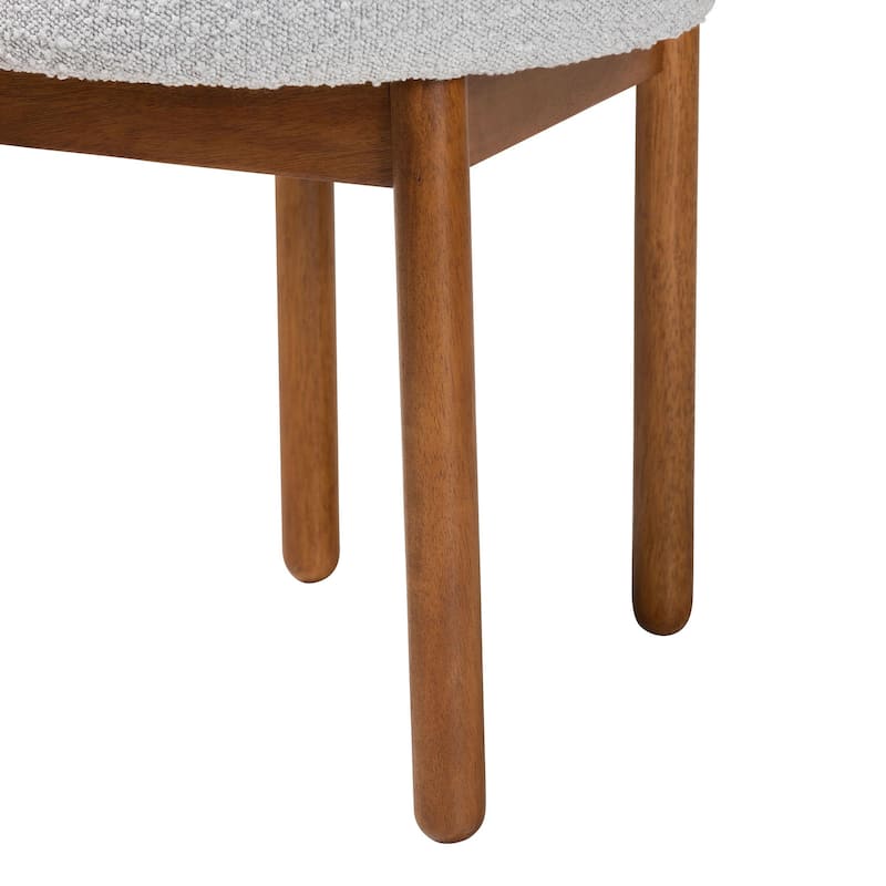 Edric Modern Japandi Boucle Fabric and Wood 2-Piece Dining Chair Set