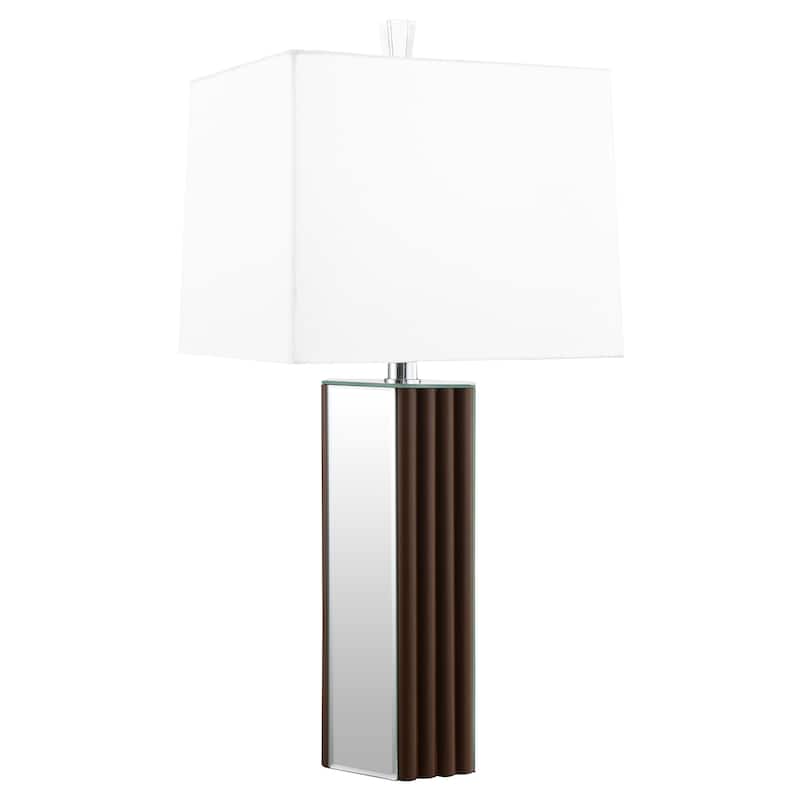 Elena 30-Inch Square Tapered Mirrored Table Lamp Brown