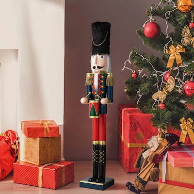 Glitzhome 36-inch Wooden Christmas Drummer Nutcracker