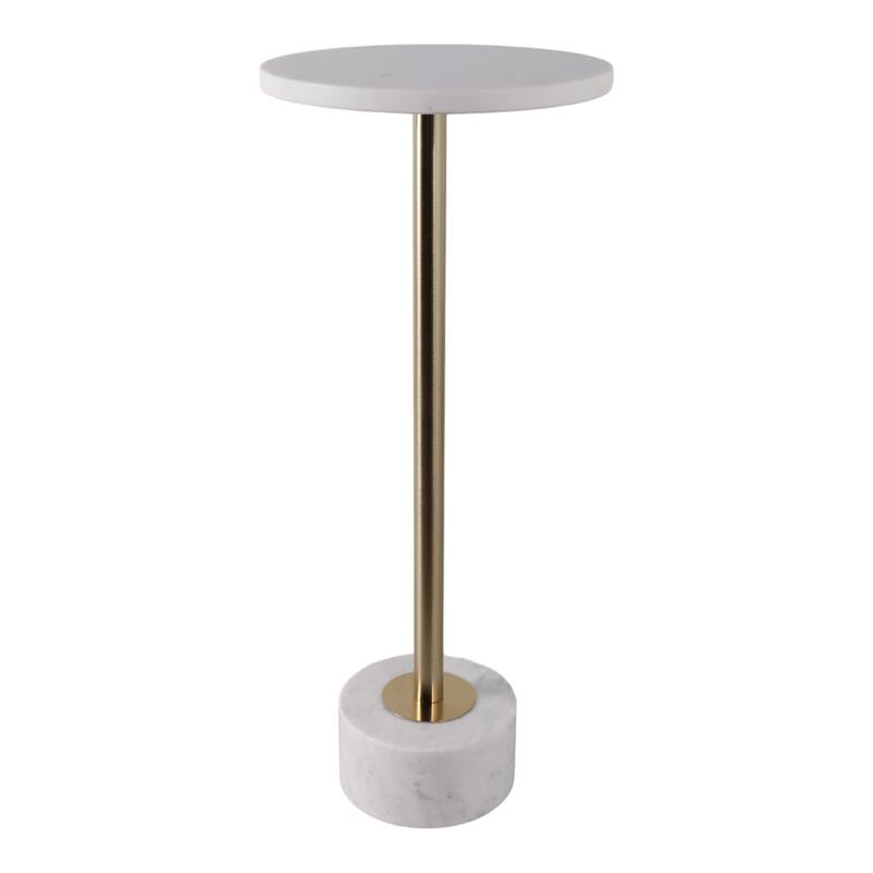 Modern End Table with Marble Top and Aluminum Base - 25" - 24.25"