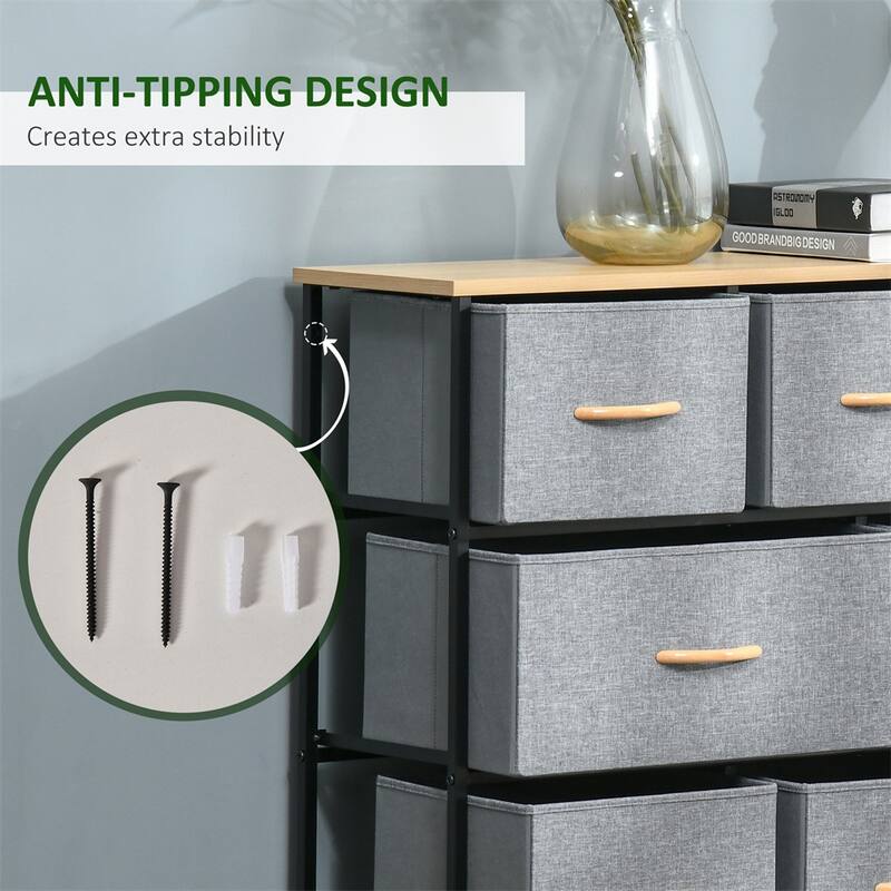 8-Drawer Dresser,Fabric Chest of Drawers,Storage Tower Organizer Unit
