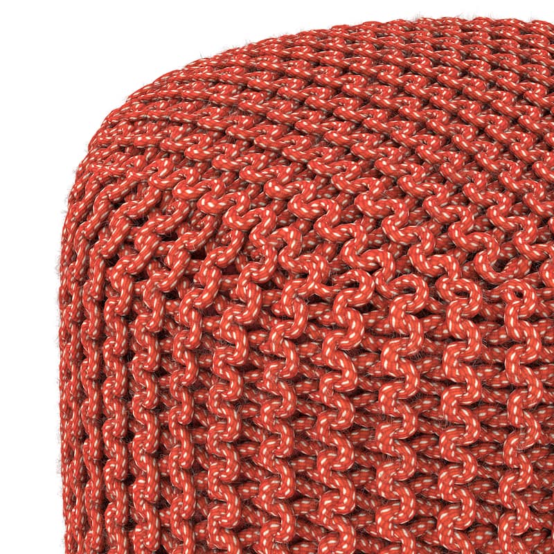 WYNDENHALL Allish Round Knitted Pouf in Orange Recycled PET Polyester