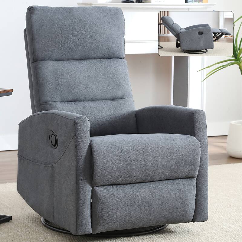 360° Swivel Rocking Recliner Chair in Polyester for Living Room - Grey