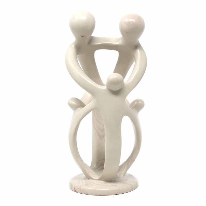 Soapstone Family Sculpture: Natural Stone - 2 Parents 3 Children