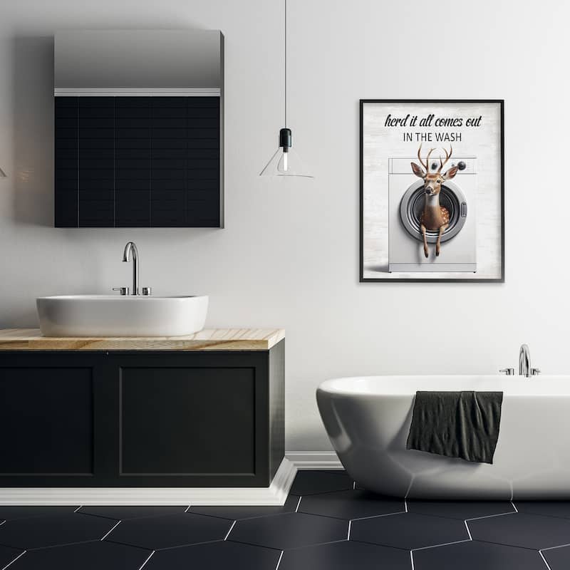 Stupell Herd It Comes Out In Wash Framed Giclee Art Design By Lettered and Lined