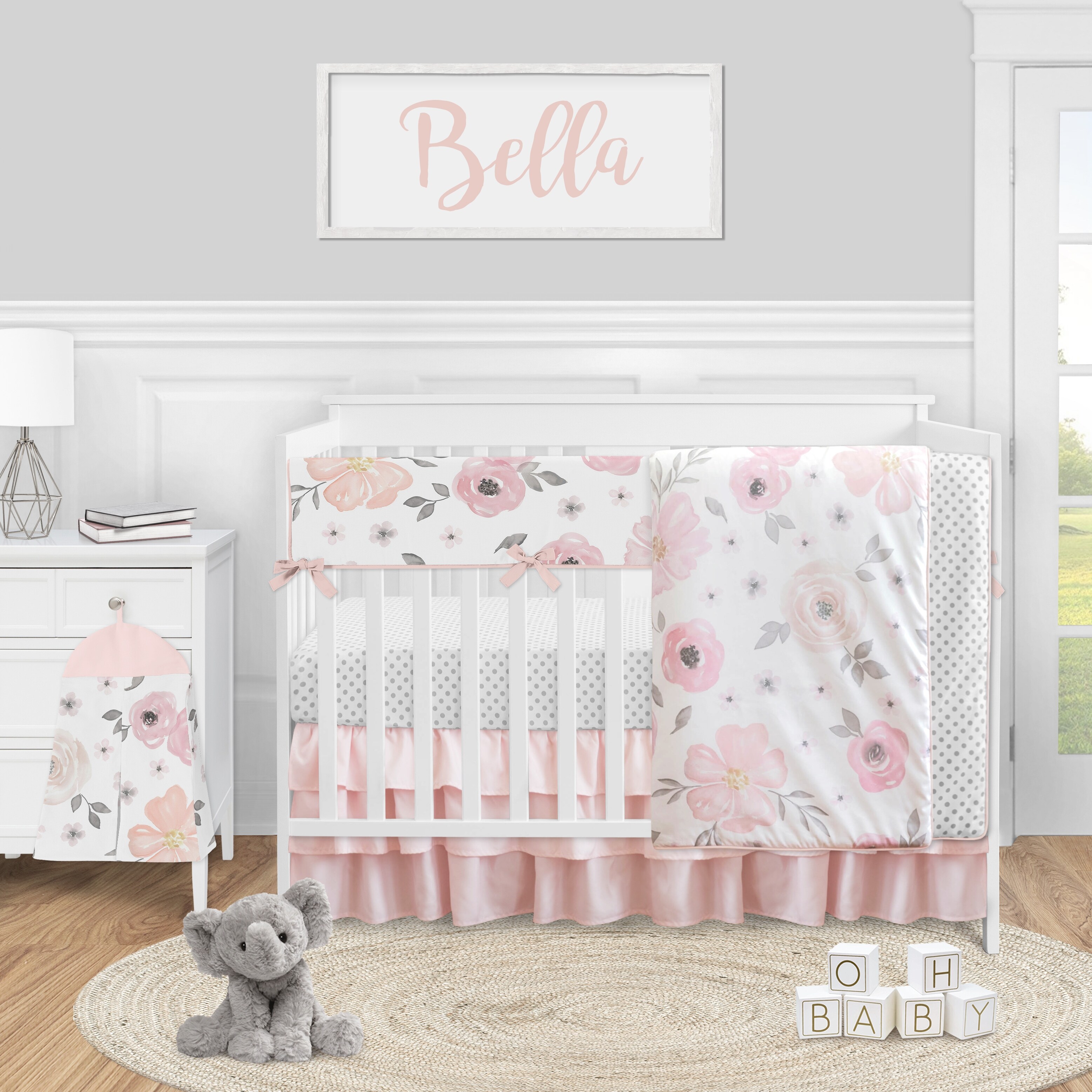 gray crib bedding girl