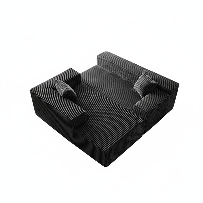 103.54" Flannel L-Shaped High-Density Modern Modular Sectional Sofa with Chaise & Pillows