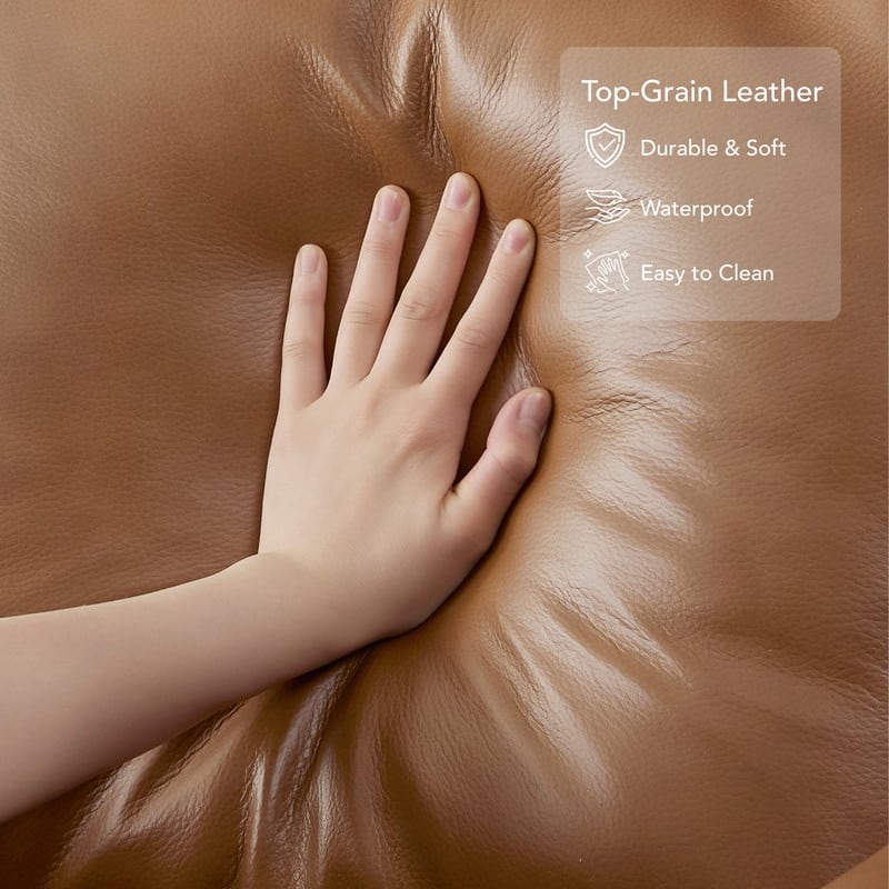 Spruce & Spring Genuine Leather Swivel Glider Recliner with Power Lumbar Support