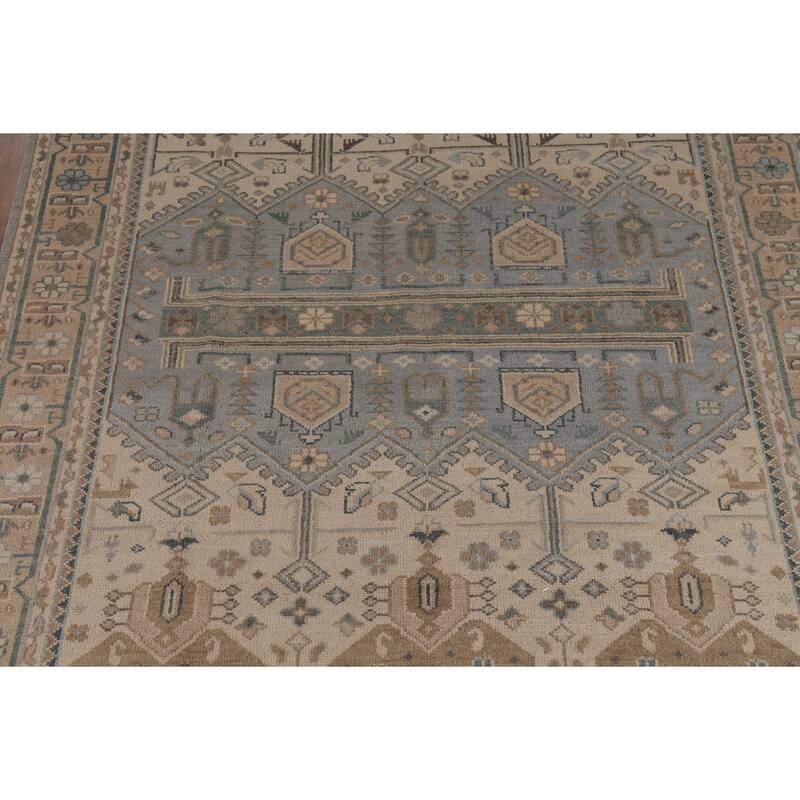Geometric Khotan Indian Area Rug Hand-Knotted Wool Carpet - 8'10" x 11'10"