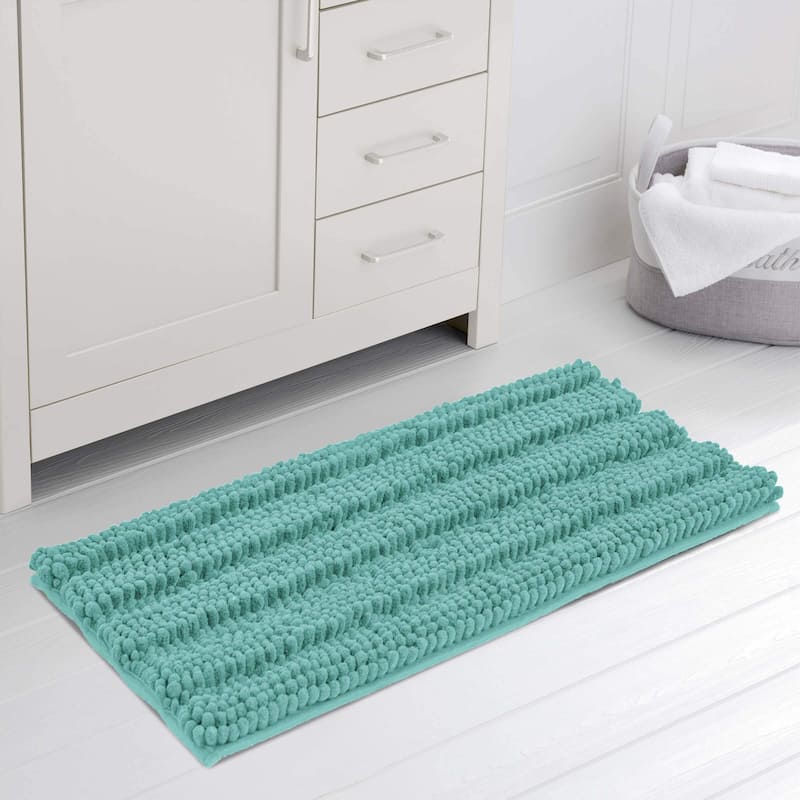 Subrtex Super Soft Absorbent Braided Bathroom Mats Chenille Bath Rugs