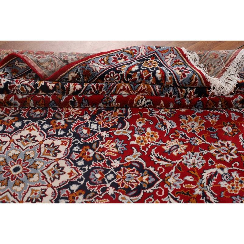 Traditional Kashan Turkish Rug Machine-Made Bedroom Red Carpet - 9'9" x 12'10"