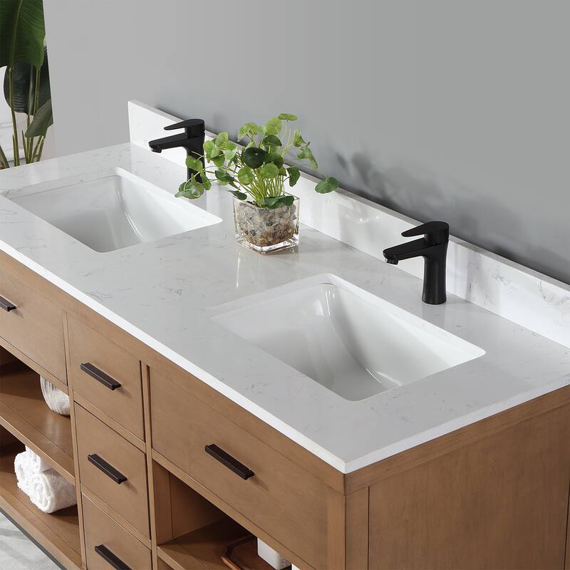 Altair Kesia Bathroom Vanity with White Composite Stone Top without Mirror