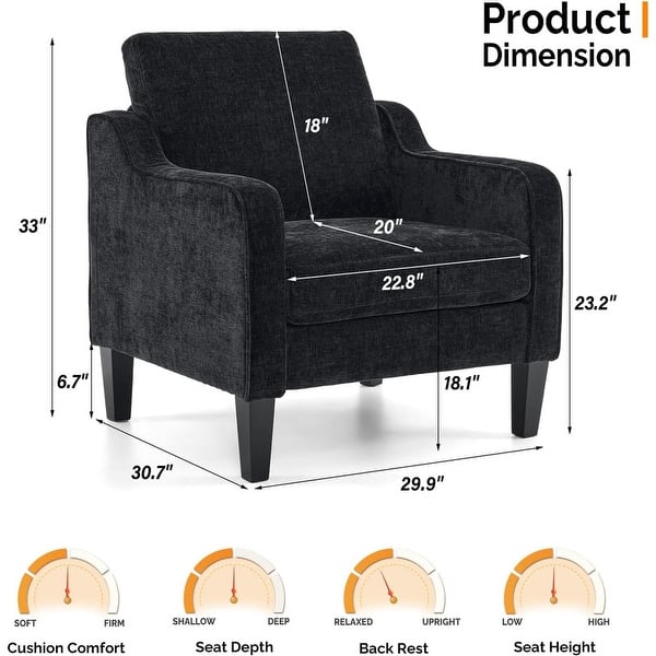 dimension image slide 10 of 15, VINGLI Mid Century Modern Fabric Accent Chair