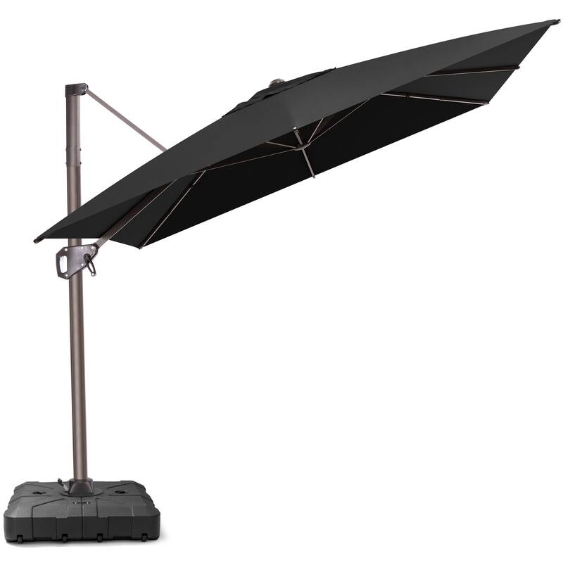 Outdoor 11 x 9 FT Patio 360 Degree Rotation Cantilever Umbrella with Base