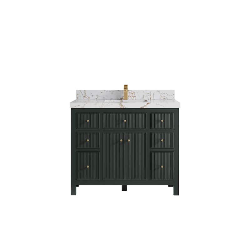 Willow Collections 42 in W x 22 in D Sonoma Free Standing Reeded Single Sink Bathroom Vanity with Countertop