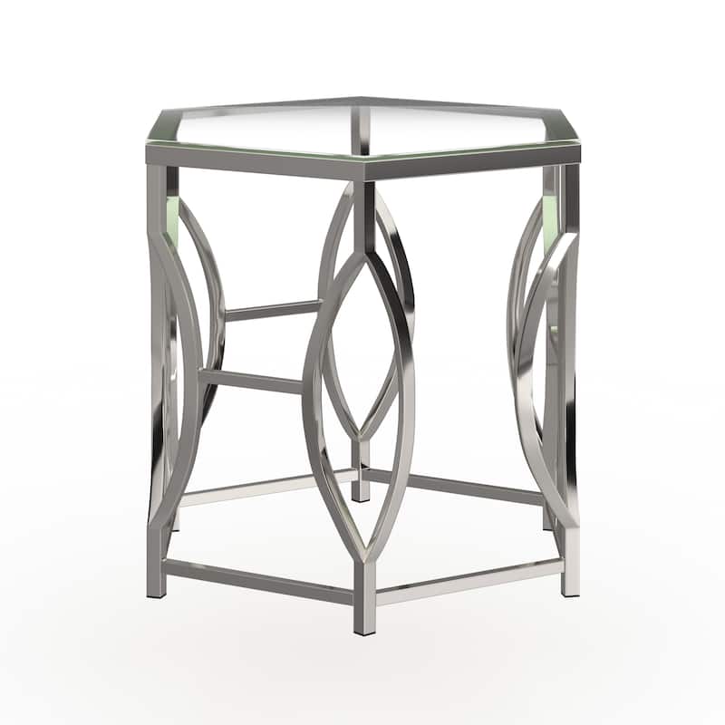 Talm Contemporary Chrome 26-inch Glass Top Side Table by Furniture of America - Chrome