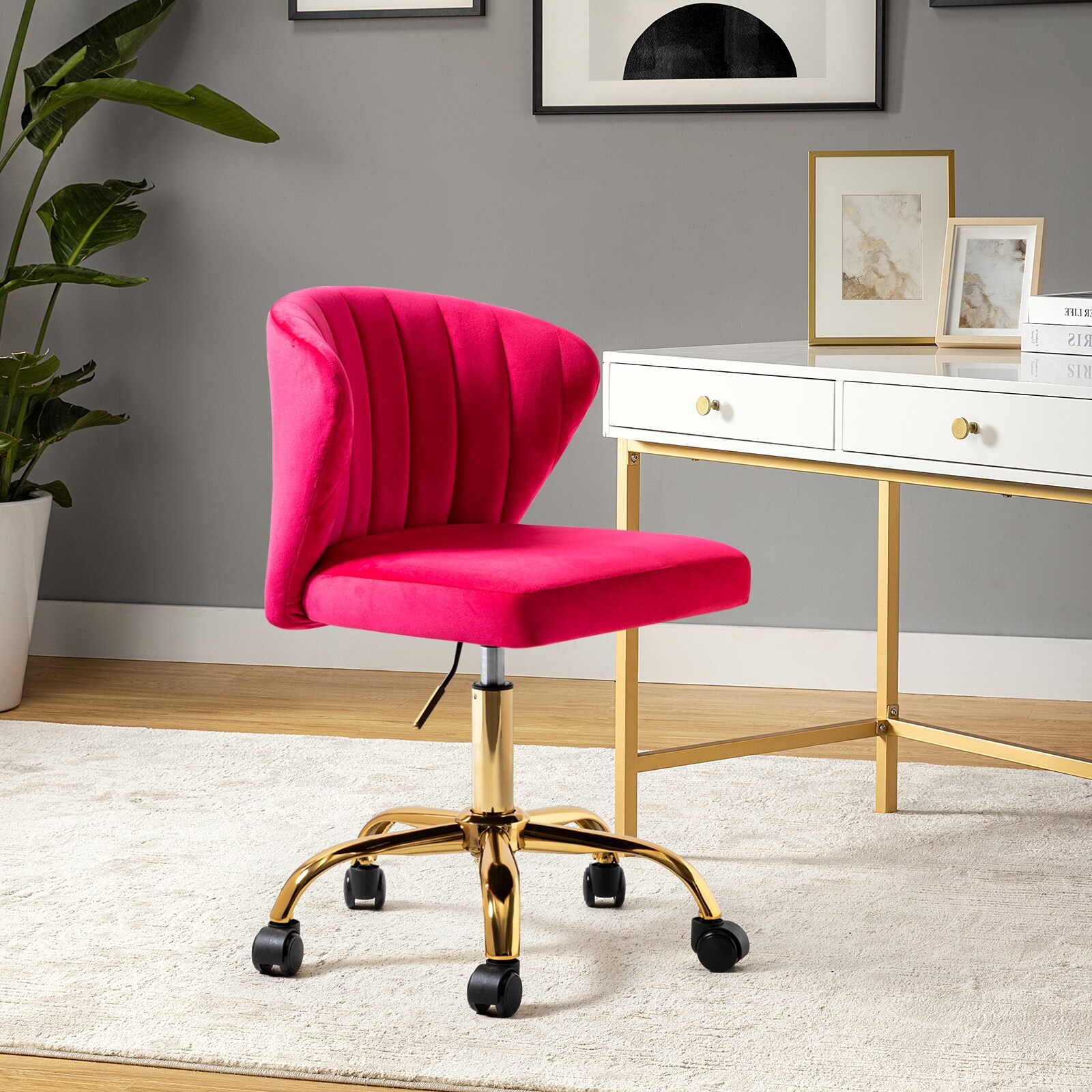 Velvet wingback hotsell swivel desk chair