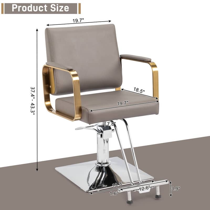 PVC Leather Stainless Steel Armrests Footrests Square Chassis Salon Chair - N/A