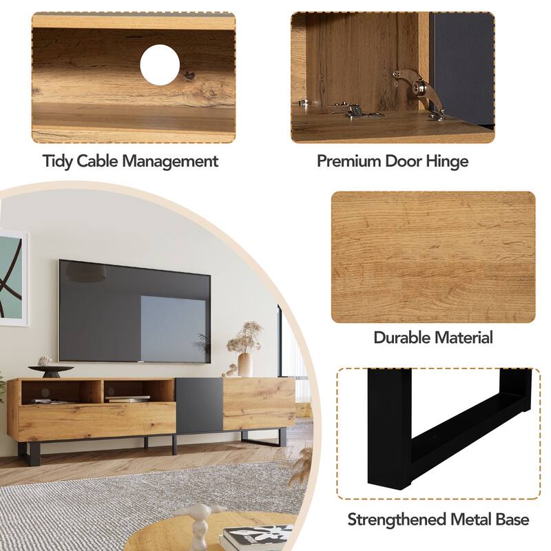 Chichoice Modern TV Stand for 80'' TVs with Double Storage Space, Media Console Table Entertainment Center for Living Rooms