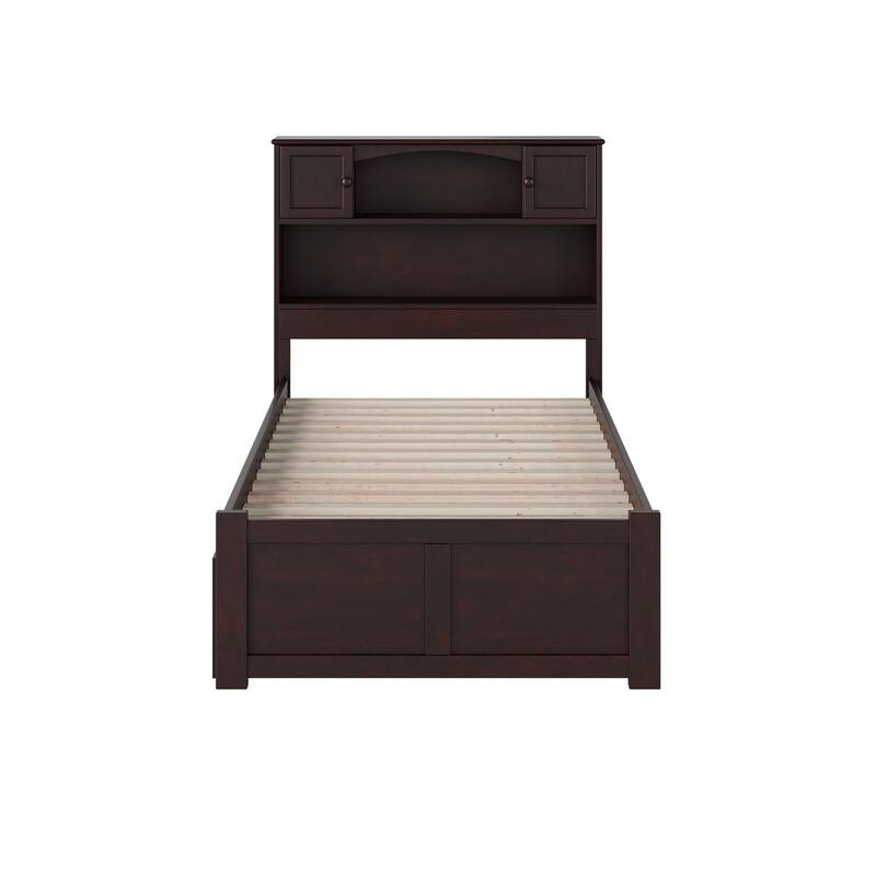 AFI Newport Twin Size Platform Bed with Footboard & Storage Drawers in Espresso