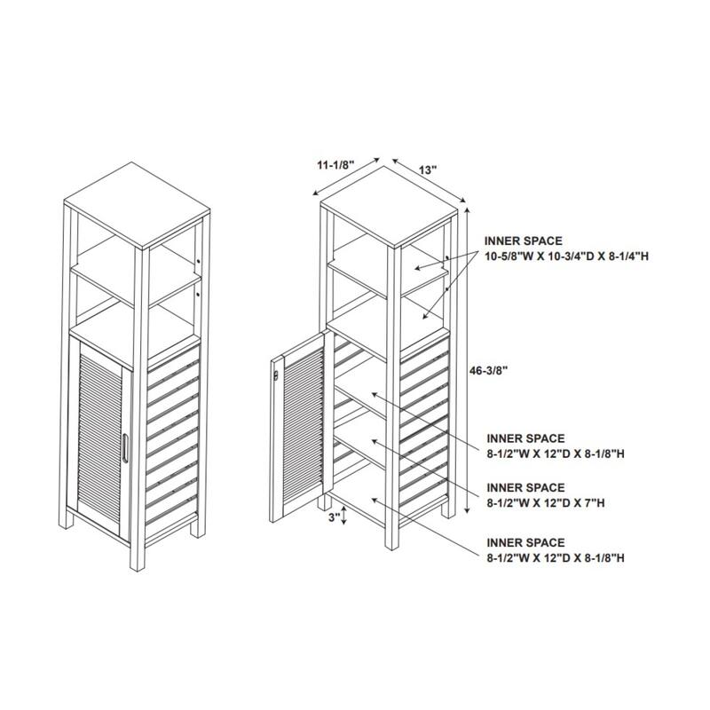 Single Door Bamboo Storage Cabinet - 46.5"